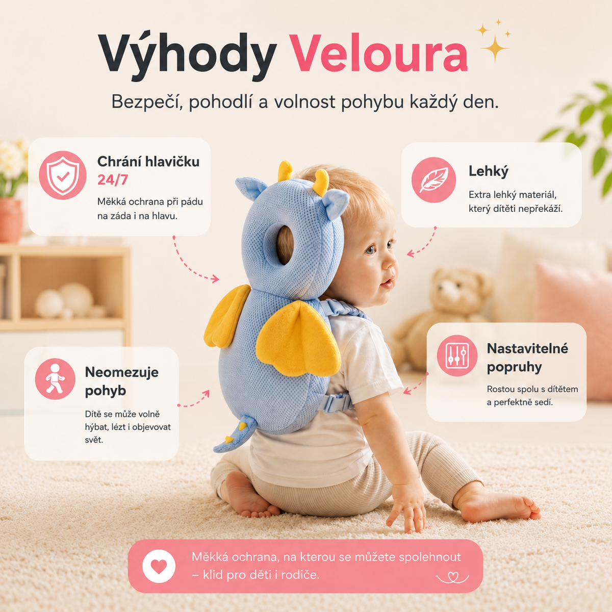 Veloura – Ochranný batůžek pro děti
