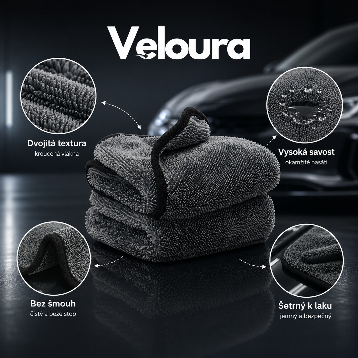 Veloura™ AutoDry – Prémiový sušící ručník na auto